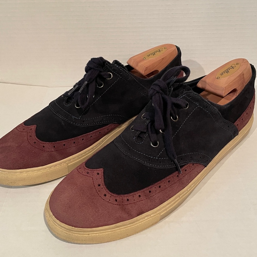 Moods of Norway Navy and Burgundy Suede Sneakers